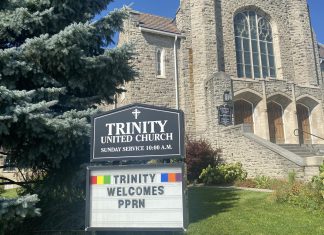 A collaboration between the City of Peterborough, One City Peterborough, the United Way Peterborough and District, and the Peterborough Poverty Reduction Network (PPRN), the Trinity Community Centre opened in November 2023 and provides services for people who are marginalized, unsheltered, or both, offering a daytime drop-in program with meals as well as an overnight program. (Photo: Paul Rellinger / kawarthaNOW)