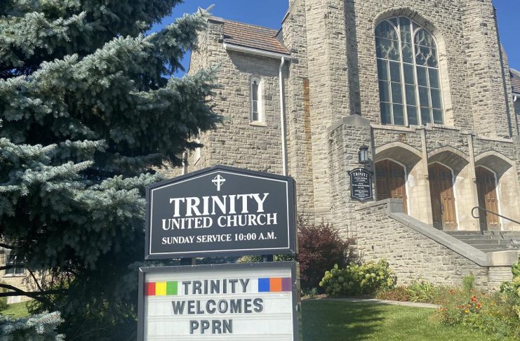 A collaboration between the City of Peterborough, One City Peterborough, the United Way Peterborough and District, and the Peterborough Poverty Reduction Network (PPRN), the Trinity Community Centre opened in November 2023 and provides services for people who are marginalized, unsheltered, or both, offering a daytime drop-in program with meals as well as an overnight program. (Photo: Paul Rellinger / kawarthaNOW)