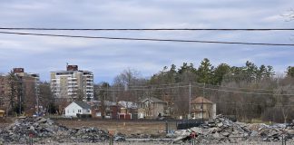 A view of Bonnerworth Park in Peterborough on November 25, 2024 following a month of initial construction work to prepare the now-closed park for the City of Peterborough's $4.1-million redevelopment project. (Photo: Jeannine Taylor / kawarthaNOW)