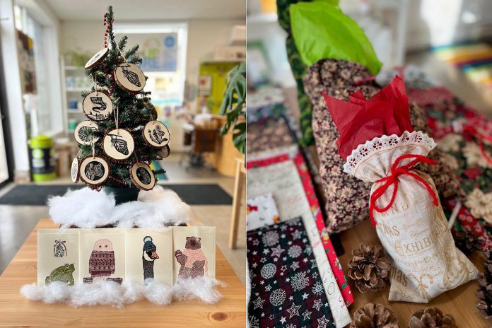 The GreenUP Store carries items from local makers, such as cards and ornaments from Ella Mollie and handmade gift bags and stockings from Marie Olver. (Photos: Eileen Kimmett / GreenUP)