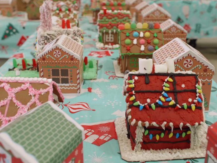 Some of the entries in last year's 9th annual Habitat for Humanity Northumberland Gingerbread Festival. A signature fundraiser for Habitat's building projects, the festival is returning for its 10th year with gingerbread houses on display at the Cobourg ReStore from December 9 to 14, 2024, when community members can vote for their favourites, with judging on December 13. (kawarthaNOW screenshot of Habitat for Humanity Northumberland video)