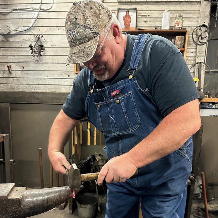 James Doughty decided to take a blacksmith course along with his daughter Hailey, the museum operations coordinator at Lang Pioneer Village Museum, after she discovered her four-times great uncle was a blacksmith who built the shop located at the museum. (Photo courtesy of Hailey Doughty)