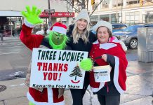 Even The Grinch will be volunteering during 'Loonies on the Street' on December 13, 2024 just outside of Peterborough Square at the corner of George and Simcoe Streets in downtown Peterborough. The 24th annual fundraiser to help keep the shelves stocked at Kawartha Food Share aims to raise at least $100,000 that will help feed over 14,000 people each month in the Peterborough area. (Photo: Kawartha Food Share)