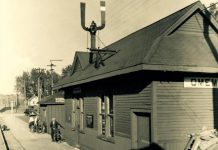 Although Omemee was served by a railway starting in 1857 and had several train stations, the village's current station was built around 1908 and served as a train station until passenger service ended in 1962. (Photo courtesy of Omemee & District Lions Club)