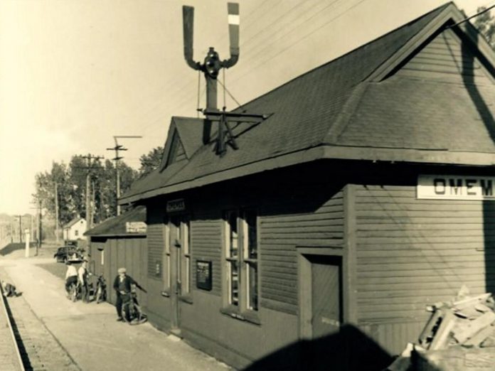 Although Omemee was served by a railway starting in 1857 and had several train stations, the village's current station was built around 1908 and served as a train station until passenger service ended in 1962. (Photo courtesy of Omemee & District Lions Club)