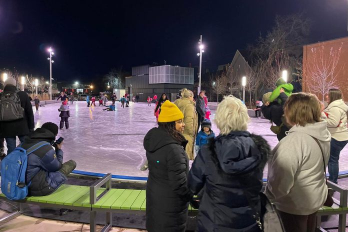 The City of Peterborough will officially open the refrigerated outdoor rink at Quaker Foods City Square in downtown Peterborough during a community celebration from 3 to 8 p.m. on December 14, 2024 that will also feature Mayor Jeff Leal officially lighting a donated Christmas tree at 6 p.m. Weather permitting, learn-to-skate programming will take place at the outdoor rink form 3 to 5 p.m., followed by an open skate until 8 p.m. (Photo: City of Peterborough / Facebook)