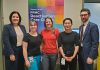 Peterborough Regional Health Centre (PRHC) Foundation President and CEO Lesley Heighway (left) and PRHC Clinical Manager Brendan Sova (right) stand with some of the members of the care team at PRHC's new Reactivation Care Centre. Left to right are physiotherapist Kaitlyn McLeod, occupational therapist Beth Morgan, and pharmacist Alice Yang. The new Centre takes a customized approach to the unique needs of each patient with input from an interdisciplinary care team that includes nurses, occupational therapists, speech language pathologists, physiotherapists, pharmacists, rehabilitation assistants, recreational therapists, social workers, dieticians, and many more professionals. (Photo courtesy of PRHC Foundation)