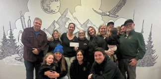 Roter's Reach Mental Health Awareness, an organization launched in 2023 by the family of the late Eric Roter, has donated $15,000 to Right to Heal PTBO. Pictured are Right to Heal PTBO's Liz Shaughnessy-Rowe (holding the cheque) beside Peggy Shaughnessy with members of Eric's family. (Photo courtesy of Haley Scriver)