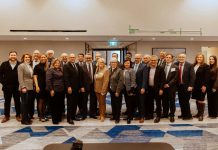 Peterborough County Warden Bonnie Clark (middle of front row, in light brown jacket) with members of the Eastern Ontario Wardens' Caucus (EOWC) along with Ontario government cabinet members and MPPs at EOWC's annual inaugural meeting in Kingston on January 9 and 10, 2025, when Clark was acclaimed as EOWC chair and Prince Edward County Mayor Steve Ferguson was elected as vice-chair. (Photo courtesy of EOWC)