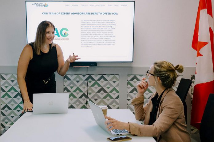 Business Advisory Centre manager Rose Terry and business advisor Lindsey Irwin at Community Futures Peterborough in downtown Peterborough. (Photo courtesy of Community Futures Peterborough)