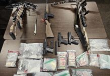 Drugs, weapons, and cash seized after search warrants were executed on January 30, 2025, after an investigation into illegal drug activity at 351 and 353 John Street in the Town of Cobourg. (Photo: Cobourg Police Service)