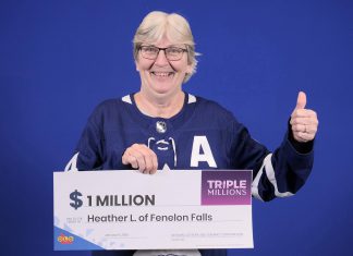 Heather Loney of Fenelon Falls claimed her $1 million at the OLG Prize Centre in Toronto on January 9, 2025. She purchased a winning ticket in the final draw of OLG's Triple Millions lottery on August 29, 2024. (Photo: OLG)