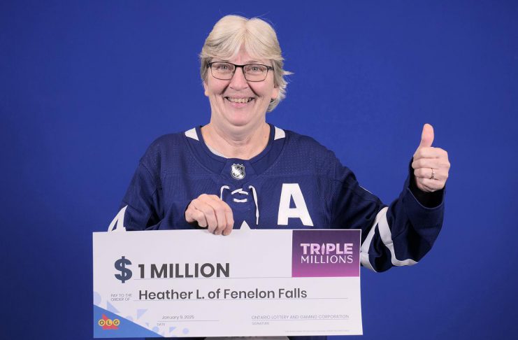 Heather Loney of Fenelon Falls claimed her $1 million at the OLG Prize Centre in Toronto on January 9, 2025. She purchased a winning ticket in the final draw of OLG's Triple Millions lottery on August 29, 2024. (Photo: OLG)