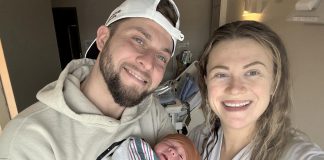 Ryan and Loretta Heise with their baby boy Maverick Raymond Heise, who was born at Peterborough Regional Health Centre (PRHC) at 2:04 a.m. on January 1, 2025. Maverick is the couple's second child. (Photo by Loretta Heise courtesy of PRHC)