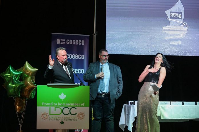 Lindsay and District Chamber of Commerce executive director Terry Guiel speaks during the awards gala for the 2024 Excellence Awards. Nominations are open February 21 for the 2025 awards, which include new award categories such as the Give Back Award and Social Butterfly Award. (Photo courtesy of Lindsay and District Chamber of Commerce)