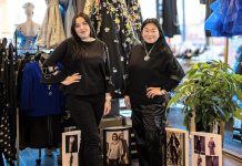 T-Elle Boutique's assistant manager Yuliia Levystka and owner Victoria SL Wang. The Charlotte Street women's fashion shop is one of the downtown Peterborough businesses participating in the "Love Yourself, Love The Boro" event on February 13, 2025, and will be offering promotions and special styling tips. (Photo courtesy Peterborough DBIA)