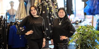 T-Elle Boutique's assistant manager Yuliia Levystka and owner Victoria SL Wang. The Charlotte Street women's fashion shop is one of the downtown Peterborough businesses participating in the "Love Yourself, Love The Boro" event on February 13, 2025, and will be offering promotions and special styling tips. (Photo courtesy Peterborough DBIA)