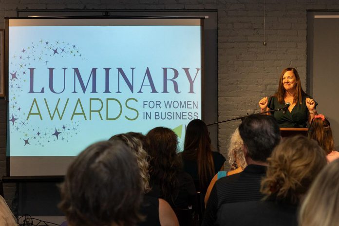 Sarah Lane, regional manager for Women in Enterprise at TD, the lunch and panel sponsor for the Luminary Awards, shares her reasons for supporting the initiative at the launch celebration on September 18, 2024. With the speed and self-nomination options, it's easy to nominate women in business ahead of the January 17, 2025 nomination deadline. (Photo: Heather Doughty Photography)