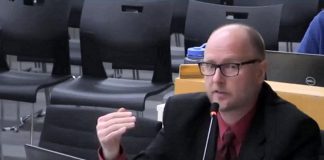 Brad Appleby, the City of Peterborough's director of planning, development and urban design, responds to a councillor's question about the proposed Strategic Land Acquisition and Conveyance Program during a city council meeting on January 27, 2025. (kawarthaNOW screenshot of City of Peterborough video)