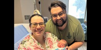 Lydia Schmid and Steve Burbine of Lindsay with Sophie, Ross Memorial Hospital's first baby of 2025, who was born on Friday, January 3. (Photo courtesy of Ross Memorial Hospital)