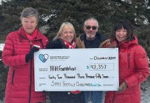 Sharron Wharram-Spry and Brian Spry (middle) presented a donation of $42,357 to the Northumberland Hills Hospital (NHH) Foundation as a result of the 10th annual fundraiser held at the Spry Family Christmas Tree Farm on December 7, 2024. (Photo: NHH Foundation)