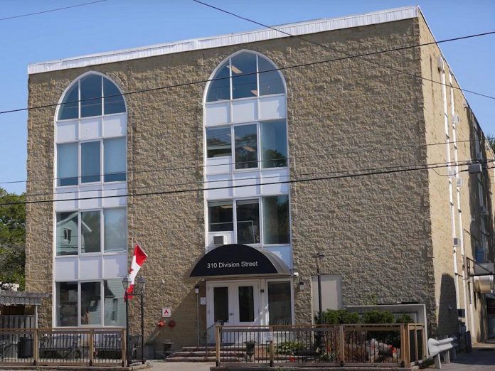 Located at 310 Division Street, Cobourg's new homeless shelter includes a warming/cooling room and laundry, washroom and shower, and dining facilities on the first floor, 35 emergency shelter beds on the second and third floors, and 10 transitional housing units on the fourth floor. (Photo: Northumberland County)