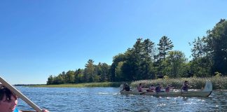 Some of the 20 First Nations and non-native youth who participated in the 2024 "Adventure in Understanding" 100-kilometre canoe journey. The annual program, organized by the Rotary Club of Peterborough Kawartha with the assistance of the Curve Lake First Nation Youth Committee and the co-operation of Camp Kawartha and the Canadian Canoe Museum, returns in 2025 from August 24 to 29. (Photo courtesy of Rotary Club of Peterborough Kawartha)