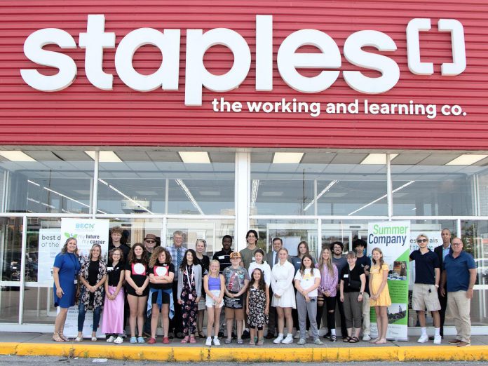 Twenty young Northumberland County entrepreneurs who participated in the Business & Entrepreneurship Centre Northumberland (BECN) Summer Company and My Future My Career programs displayed their products and services at the annual Youth Entrepreneurship Showcase at Staples Canada in Cobourg on August 14, 2024. BECN is inviting high school and post-secondary students to apply now for its 2025 Summer Company Program to help kick-start their small business dreams. (Photo: BECN)