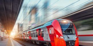 A high-speed passenger train. (Stock photo)