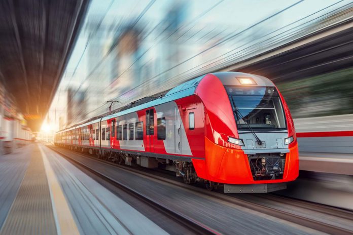 A high-speed passenger train. (Stock photo)