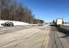 A 76-year-old Lakefield man was seriously injured after his SUV pulled out into the path of an eastbound tractor trailer on Highway 7 just east of Peterborough on February 21, 2025. (Photo: Peterborough County OPP)