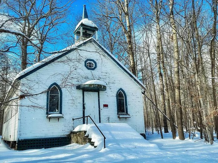 Built in 1925, the Kawartha Park Chapel is a heritage-designated property in Selwyn Township on the west side of Stoney Lake. The non-profit charity Hiawatha Chapel Association is aiming to raise $125,000 to restore the building and turn it into a community meeting place ahead of its 100th anniversary in August 2025. (Photo: Martha Hunt)