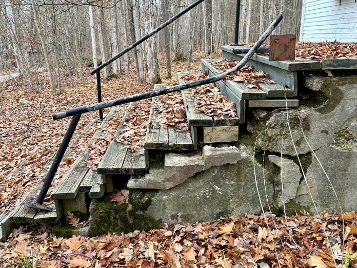 Exterior repairs needed for the Kawartha Park Chapel include rebuilding the deck and steps, making the footing sturdier, reinforcing the bell tower, putting in window screens, and replacing the shingles with a metal roof. (Photo courtesy of Hiawatha Chapel Association)