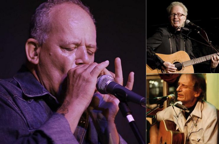 The annual "Blue Valentine" show is a tribute by local musicians to the music of Peterborough singer-songwriter Willie P. Bennett, who passed away in 2008. This year, the concert will also honour the music of late Peterborough singer-songwriters Cris Cuddy and Joe Hall. Emceed by "Washboard Hank" Fisher, the tribute runs on Saturday afternoon at Jethro's Bar + Stage in downtown Peterborough. (kawarthaNOW collage)
