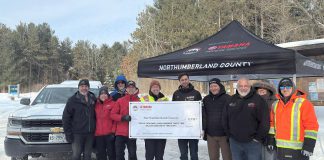 On February 12, 2025, Yamaha Financial Services presented Northumberland County with a $12,732.32 cheque for the Northumberland County Forest as part of the 2024 Stay Outdoors grant program. The funds will support the installation of fencing, gates, and signage to help protect environmentally sensitive areas as well as the planting of 160 native species to restore damaged ecosystems. (Photo: Northumberland County)