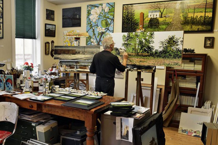 Peterborough artist Peer Christensen at work in his studio in an undated photo. (Photo via Peer Christensen website)