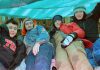 Members of the Peterborough chapter of Tau Kappa Epsilon (TKE) student fraternity camping out for 48 hours at a previous "TKE in a Box" fundraiser. The annual event returns for its 14th year from February 7 to 9, 2025 in the parking lot of the Venture North building in downtown Peterborough, raising awareness about the need for affordable housing and funds for Habitat for Humanity Peterborough & Kawartha Region. (Photo: Tau Kappa Epsilon)