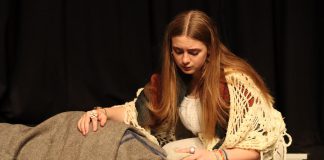 June and Nathan Govier perform a scene from Trent Valley Archives Theatre's "Crossing Over," a fictionalized account of some of the settlers aboard the John Barry, the last of the nine Robinson settler transport ships that ultimately brought over 2,000 Irish settlers to the region. During the John Barry's perilous six-week journey across the Atlantic in 1825, passengers and crew experienced storms, seasickness, scarlet fever, family feuds, petty larceny, plots and counterplots, rotting potatoes, mutiny, and the lash. (Photo courtesy of Trent Valley Archives Theatre)