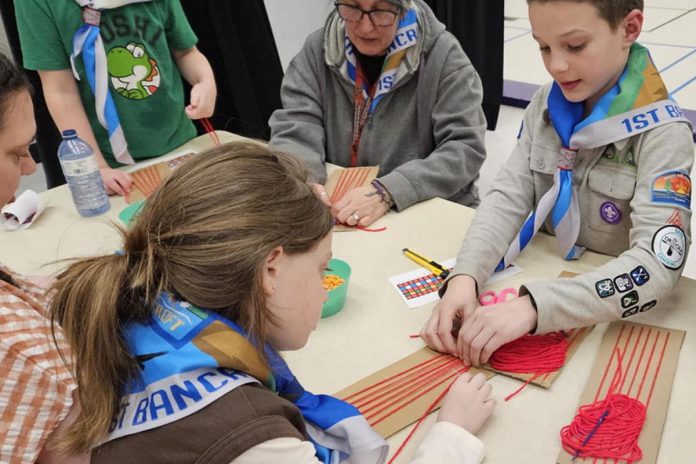 Youth in the 1st Bancroft Scouting Group made a beaded bracelet in the form of a Voyageur Sash during the first challenge in the Scouts Canada National Challenge. A new challenge is given each week for scouting groups across the country to compete against each other while learning about French Canadian history. (Photo courtesy of 1st Bancroft Scouting Group)