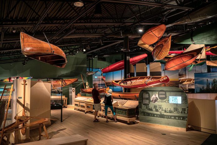 The 'Living Traditions' exhibit in the Exhibition Hall at The Canadian Canoe Museum in Peterborough. (Photo: Justen Soule)