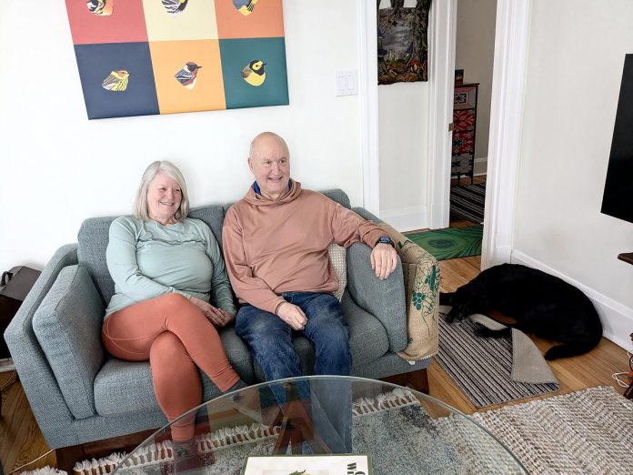 Peterborough homeowners Madeleine Pengelley and David Pritchard now enjoy a comfortable and safe home after fully electrifying their East City house. After their solar panels are installed in spring 2025, they will also be able to offset some of their electricity costs, although overall costs for operating the home are still lower after the switch away from gas. (Photo: Clara Blakelock / GreenUP)