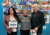 Habitat for Humanity Peterborough & Kawartha Region (Habitat PKR) volunteers Cindy Windover (left) and Harry Pearson (right), pictured with Selwyn Township Mayor Sherry Senis, were presented with the King Charles III's Coronation Medal on March 6, 2025 during a celebration at the Lakefield ReStore in recognition for their work with the organization. (Photo: Habitat PKR)