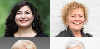 Four female leaders in Peterborough (left to right, top and bottom: Maryam Monsef, Kim Dolan, Bonnie Clark, and Joy Lachica) share what International Women's Day means to them and why it's imperative to accelerate action towards gender equality in 2025. (kawarthaNOW collage of supplied photos)