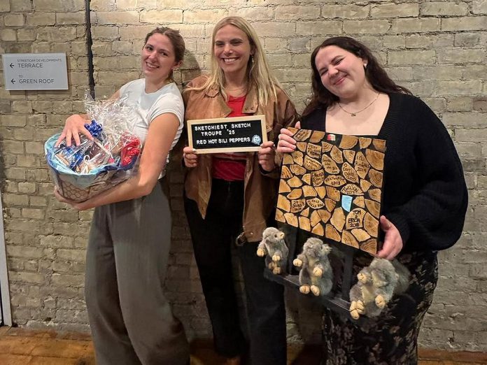 The Red Hot Sili Peppers (Emily Callahan, Julia Ettlinger, and Glenna Walters) took home the Sketchiest Sketch Troupe Award at the 2025 Toronto Sketch Comedy Festival. (Photo courtesy of The Red Hot Sili Peppers)