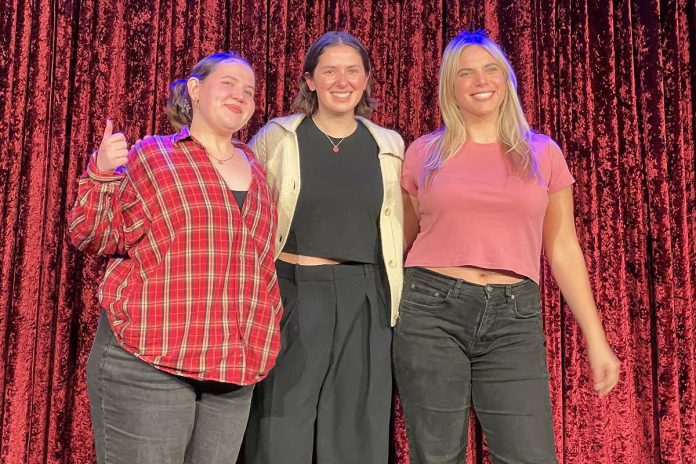 The Red Hot Sili Peppers (Glenna Walters, Emily Callahan, Julia Ettlinger) recently finished the first-ever show they have produced themselves and will be performing it during klusterfork entertainment's "Impros All-Pros" improv comedy show at the Gordon Best Theatre in downtown Peterborough on March 21, 2025. (Photo courtesy of The Red Hot Sili Peppers)