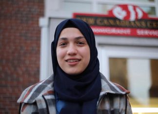 Fatma Al Ahmed, a high-school student from Syria, is one of six newcomers in Peterborough featured in the "Our Neighbourhood" video series produced in 2024 by the New Canadians Centre (NCC). In each of three free "Stories from Your Neighbourhood: Meet Your Neighbours" sessions on March 26, April 23, and May 21 at the Peterborough Public Library, the NCC will be facilitating public discussions of two newcomer stories featured in the videos along with related topics. (kawarthaNOW screenshot of NCC video)