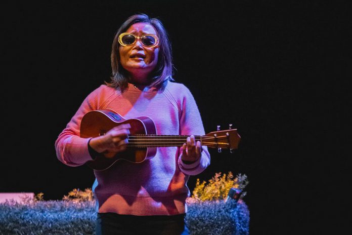 Vivian Chong is a triathlete, dancer, singer-songwriter, playwright, and award-winning author. For her one-woman show "Blind Dates" at Market Hall Performing Arts Centre in downtown Peterborough on March 20, 2025, Chong has composed original music on ukulele and piano to combine with her storytelling of the ups and downs of dating as a blind woman. (Photo: Jae Yang)