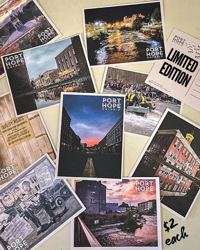 With a limited number available for each run, photographer Lee Higginson's document iconic and recognizable spots around Port Hope including Town Hall, the Ganaraska River, and moments during the annual Float Your Fanny boat races. The postcards are available for $2 each at independent bookstore Furby House Books in downtown Port Hope. (Photo courtesy of Lee Higginson)