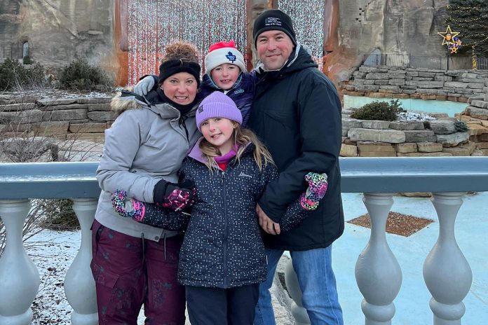 Financial planning specialist Gord McFarland with his wife Jen and daughters Leah and Hannah. Although he has reached the nine-year maximum as a member of the Peterborough Regional Health Centre (PRHC) Foundation board, McFarland has maintained his involvement with the Foundation as a donor, volunteer, and advisor on the finance and investment committee. (Photo courtesy of Gord McFarland)