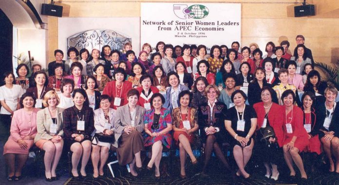 The late Dr. Elizabeth (Betsy) McGregor, pictured in the front row, was the founding architect of the Asia Pacific Economic Cooperation (APEC) Women Leader's Network, and coordinator of the science and technology stream. (Photo via McGregor Leadership website)